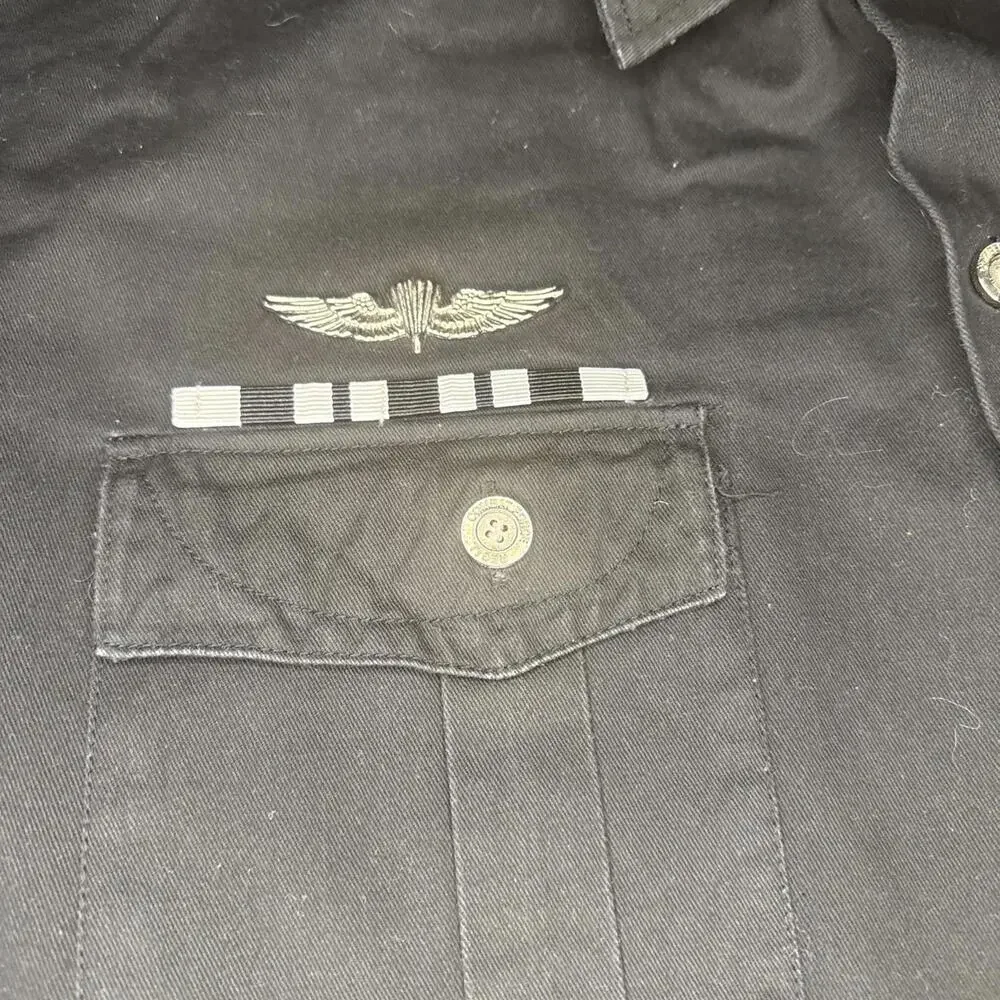 REGAL MILITARY COMBAT FORCE SHIRT Black PATCHES SIZE XL SHORT SLEEVE - Picture 5 of 11